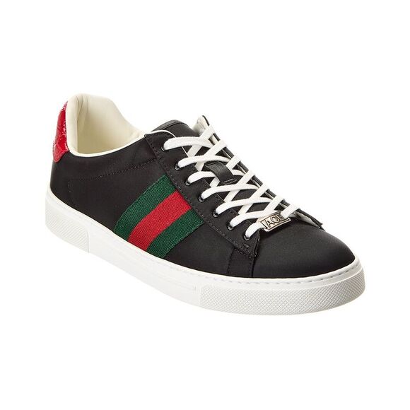 Gucci Ace Nylon & Leather Sneaker Black